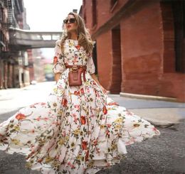 Summer Long Dress Floral Print Boho Beach Dress Tunic Maxi Women Party Chiffon Sundress Vestidos de festa1964020