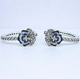 Blue Pansy Flower Hoop Earrings Earring Jewellery 925 sterling Silver Women p earring with logo ale Gift 290775C015794103