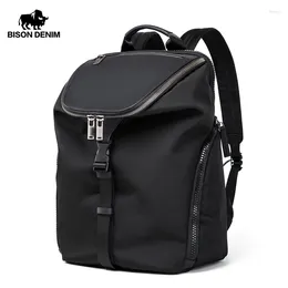 Backpack Bison Denim Brand Men 15" Laptop Backpacks Water Repellent Black Bag Travel Mochila Rucksack Large Capacity