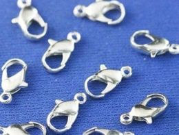Whole In Stock Ship Lot 500Pcs Nickel Silver Plated Lobster Claw Clasps Fit Bracelet For Jewellery Making 12mm9773006