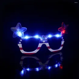 Party Decoration Patriotic Led Supplies Light Up Glasses For Independence Day American Flag Flashing Shades 4th