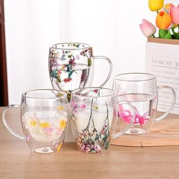 Wine Glasses Pattern Transparent Glass Cup Juice Coffee Bottle Milk Mug Family Holiday Water Glassware Decor Home Furnishing