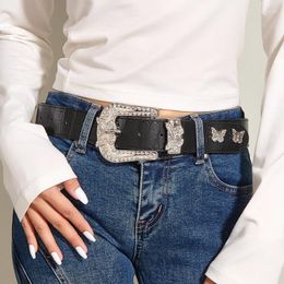 Belts 2024 Fashion Versatile Women's Vintage Decoration Butterfly Diamond Buckle Personalised Belt Dress Jeans Decorative