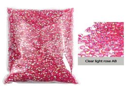 Nail Art Decorations Whole 4mm Transparent Pink AB Jelly Rhinestones Bulk Flatback Crystals Non Fix Strass For TumblerNail Nai5225722