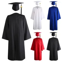 Clothing Sets Graduation Gown Tassel Hat Zipper V Neck Loose Solid Color High School Bachelor Academic Dress Student Costume