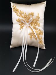 New Wedding Ring Pillow With Ribbons 20x20cm Lace Wedding Ring Holder Marriage Ring Cushion Bearer Wedding Party Decoration A0184129007