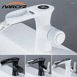 Bathroom Sink Faucets Basin Faucet Constant Temperature Smart Digital Display White And Cold Household GLY45