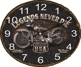 Wall Clocks 16 Inch Rustic Farmhouse Vintage Wall Clock Motorcycle Legends Never Die Large Race Route Silent Battery Operated Wall2039358