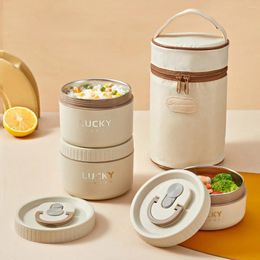 Dinnerware WORTHBUY Portable Leak-proof Lunch Box With Spoon Thermal Bag 304 Stainless Steel Insulated Bento Heatable Containers