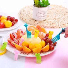 Forks Fruit Cute Mini Animal Cartoon Picks Children Cake Dessert Bento Box Decor Reusable Snack Toothpick