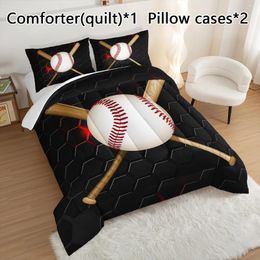 Bedding Sets 3pcs Modern Fashion Polyester Comforter Set (1 2 Pillowcase Without Core) Baseball Print