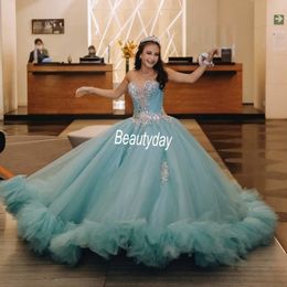 Quinceanera Dresses Sweet 16 Prom Dresses Beaded Ball Gown Corset Back Debutante Gowns Beads Crystal Birthday Party Vestidos De 15 2631