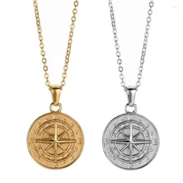 Pendant Necklaces Men Layered Necklace Navigation Travel Compass Neckchain Gothic Punk Style Neck Jewellery Fashion Neckwear