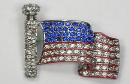 12pcslot Whole Crystal Rhinestone USA Flag Brooches Fashion Pin Brooch jewelry gift C3554065791