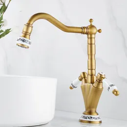 Bathroom Sink Faucets Antique And Cold Full Copper Kitchen Faucet European Style Basin Countertop