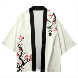 Ethnic Clothing Japanese Traditional Cardigan Robe Men And Women Harajuku Cherry Blossom Print Kimono Cosplay Beach Haori Yukata