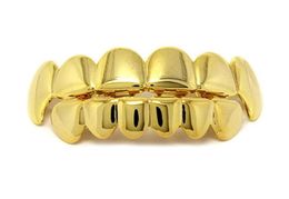 New Hip Hop Gold Teeth Grillz Top Bottom Dental Grills Mouth Punk Teeth Caps Cosplay Party Tooth Rapper Jewellery Set8266409