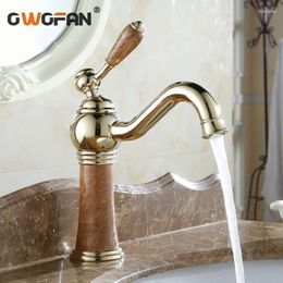 Bathroom Sink Faucets European Style Marble Solid Brass Basin Faucet Accessories Luxury Jade Rose Gold Single Handle Mixer Tap AL-8907K