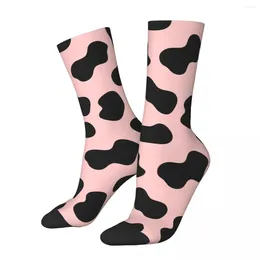Men's Socks Winter Warm Colourful Unisex Pink Cute Cow Print Breathable Basketball