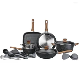 Cookware Sets Leetaltree Nonstick Healthy - 16 Kitchen With Bakelite Handles Non Toxic PFOS/PFOA Free