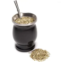 Teaware Sets 8oz Easy To Clean Cleaning Brush Double-Wall Yerba Mate Cup Bombilla Straw Gourd Set Tea