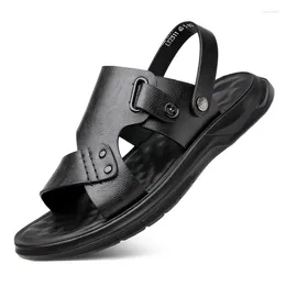 Sandals 2024 Summer Fashion Men White Leather Outdoor Comfortable Breathable Sports Casual Non-Slip Beach Luxury