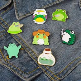 Brooches Funny Dagger Frog Enamel Pins Custom Bottle Pond Genderless Animal Brooch Shirt Lapel Badge Cute Fashion Jewellery Gifts Wholesale