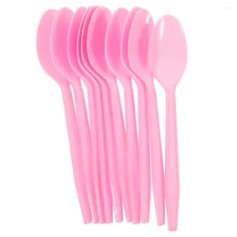 Disposable Flatware 50 Pcs Plastic Spoon Dinnerware Reusable Spoons Heavy Duty Party Cake Dessert Paper Cup