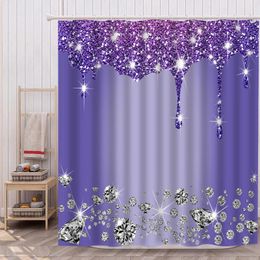 Shower Curtains 1Pc Sparkling Diamond Waterproof Curtain Elegant Luxurious Bathroom Decor 12 Plastic Hooks.