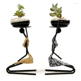 Vases Succulent Plant Pot Creative Mini Multi- Potted Iron Artist Small Flower Rack Home Desktop Ornaments Decor