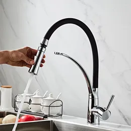 Kitchen Faucets Black Sink Faucet Pull Down Tap Mounted Deck Bathroom And Cold Water Mixer