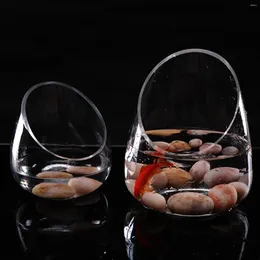 Vases Clear Slant Cut Bowl Glass Vase Mini Candy Jar For Wedding Decoration