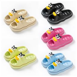 Luxury Designer Fun Cute black One word Slippers Female Feet Feeling EVA Thick Sole Funny Personalized Crash resistant Slippers Indoor Outdoor Summer