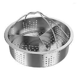 Double Boilers Steam Basket Stainless Steel Kitchen Steamer Multi-Function With 3 Divider Two Handles Multifunctional Triple Separator