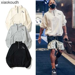 Rhude High End Designer Clother for Cotton Coat High Street Half Offrofered Letter Polo Shirt Standing Dease سترة مع 1: 1 ملصقات أصلية