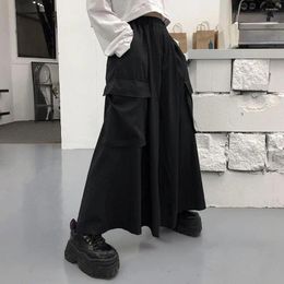 Women's Pants Women Solid Colour Culottes Stylish Cargo With Big Pockets For Casual Streetwear Comfy Wide Leg Trousers Ladies