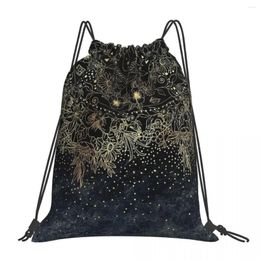 Backpack Stylish Gold Floral Mandala And Confetti Backpacks Casual Portable Drawstring Bags Sports Bag Book For Travel Students