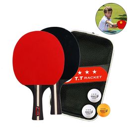 Ping Pong Paddles 2 Rackets 3 Balls Table Tennis Racket Professional Set with Bag for Beginners Training Game 240422