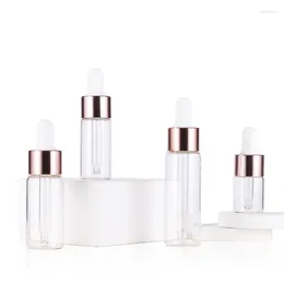 Storage Bottles 5pcs Clear Glass Dropper Bottle 5ml 10ml 15ml 20ml Jars Vials With Pipette For Cosmetic Perfume Essential Oil