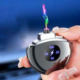 Space Small Flying Saucer Double Arc Lighter Rechargeable Digital Display Mini Portable Creative Lighters