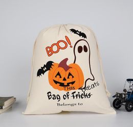 DHL Halloween Candy bag Gift Sack Treat or Trick Pumpkin Printed Bat Canvas Bag Children gift Party Festival Drawstring Bag 74168402