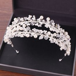 White Pearl Bridal Headpieces Tiaras Women Haribands Crown For Brides Hair Jewelry Wedding Hair Accessories Headwear Headbands CL0404 239Q