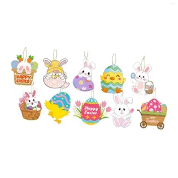 Party Decoration 10 Pieces Easter Hanging Decorations Tabletop Gift Paper Tags Eggs Ornaments For Bookshelf School Wall Living Room