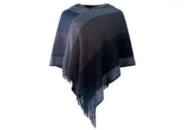 Scarves Woman Winter Poncho Stripped Pullover Tassels Shawl Party Travel Vacation Po Props Irregular Hem Scarf Ladies Girls7607001