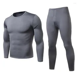 Men's Thermal Underwear 1 Set Of Winter Fashion Milk Silk Slim Round Neck Plus Velvet Warm Suit