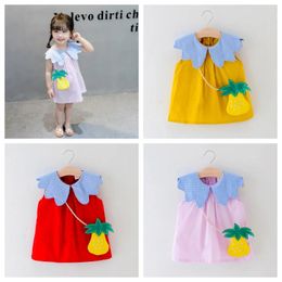 Girl Dresses Baby Dress Cute Summer 2 Piece Loose Cotton Comfortable Sleeveless Skirt Pineapple Bag