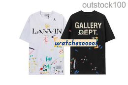 Trend High Quality Galle Dapt t Shirts Designer Trendy Brand Branded Splashed Graffiti Letter Print Short Sleeved Sports Loose Fitting with Real Logo