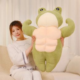 Kawaii Stuffed Strong Muscle Frog Duck Toys Pillow Super Soft Animals Dolls Lover Girlfriend Appease Toy Home Sofa Cushion 240507