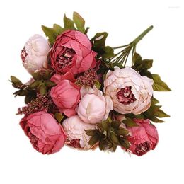 Decorative Flowers 13 Heads European Style Artificial Peony Silk Party Flower For Home El Wedding Office Garden Decor