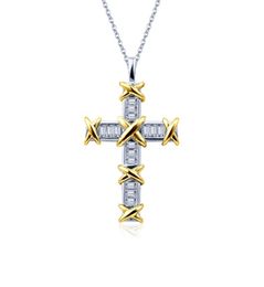 2020 New Arrival Unique Ins Luxury Jewelry 925 Sterling Silver Princess Cut Topaz Cross Pendant Party Women Wedding Link Chain Nec2641773
